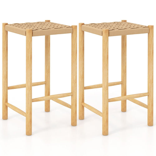 26 Inch Dining Bar Stool Set of 2, Natural