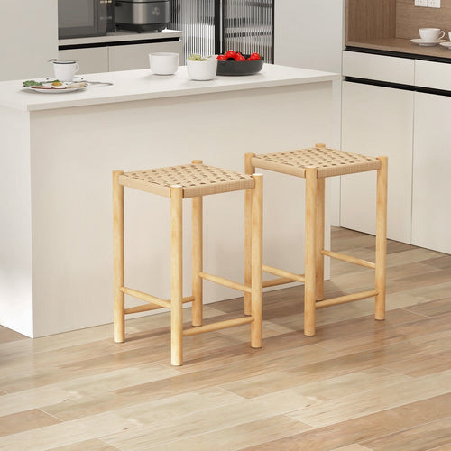 26 Inch Dining Bar Stool Set of 2, Natural