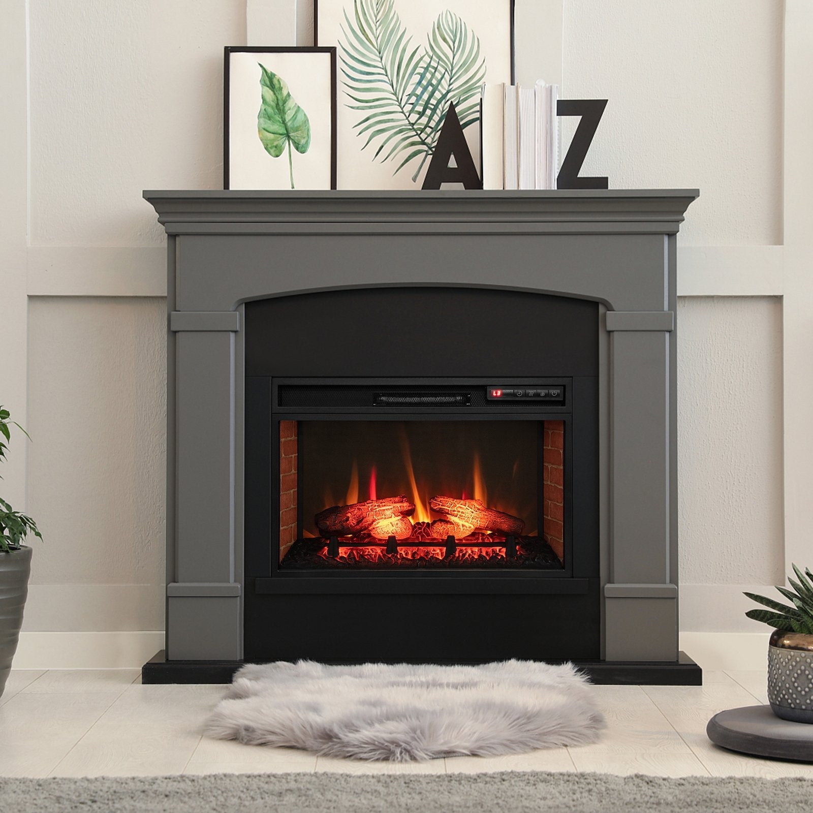 26 Inch Infrared Electric Fireplace Insert with Remote Control, Black Fireplaces   at Gallery Canada