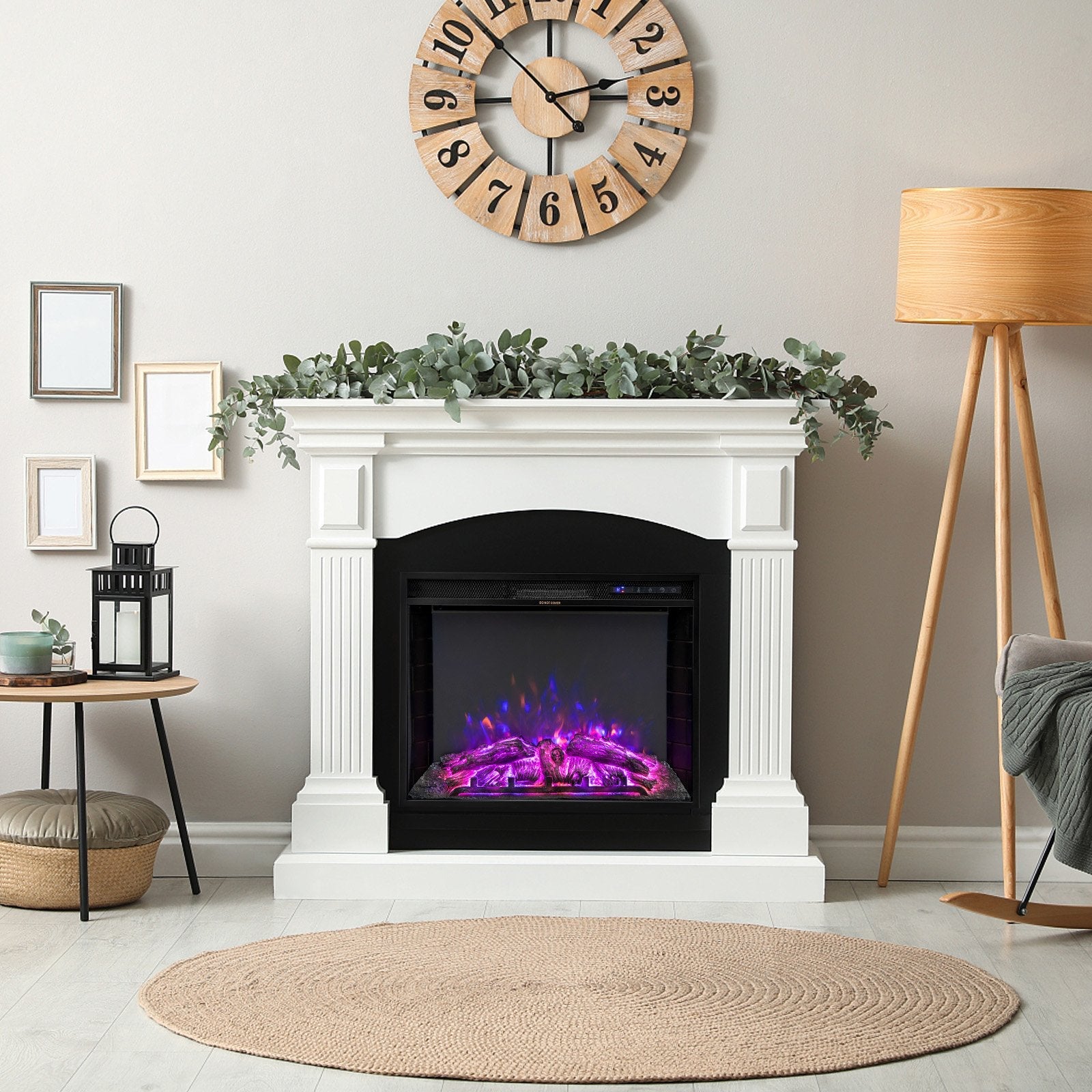 26 Inch Recessed Electric Fireplace with Adjustable Flame Brightness, Black Fireplaces   at Gallery Canada