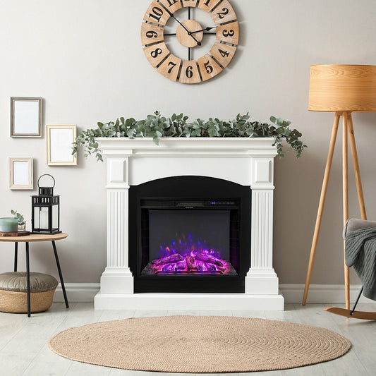 26 Inch Recessed Electric Fireplace with Adjustable Flame Brightness, Black Fireplaces   at Gallery Canada