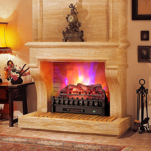 26 Inches Infrared Quartz Electric Fireplace with Realistic Pinewood Ember Bed, Black