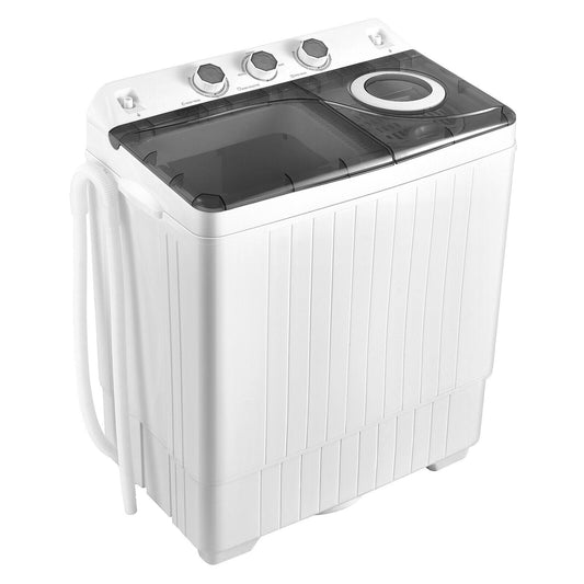 26 LBS Twin Tub Portable Washing Machine with Built-In Drain Pump, Gray Washing Machines   at Gallery Canada