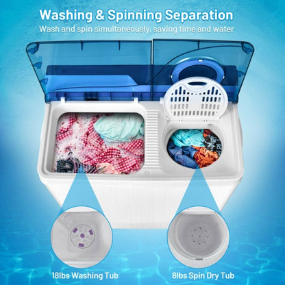 26 Pound Portable Semi-automatic Washing Machine with Built-in Drain Pump, Blue Washing Machines   at Gallery Canada