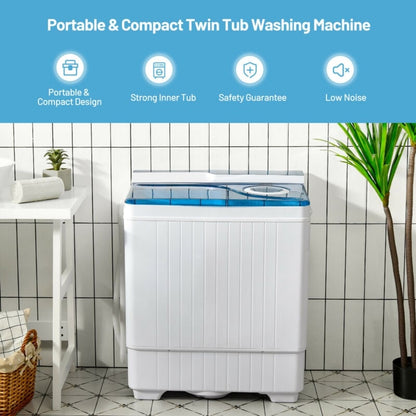 26 Pound Portable Semi-automatic Washing Machine with Built-in Drain Pump, Blue Washing Machines   at Gallery Canada