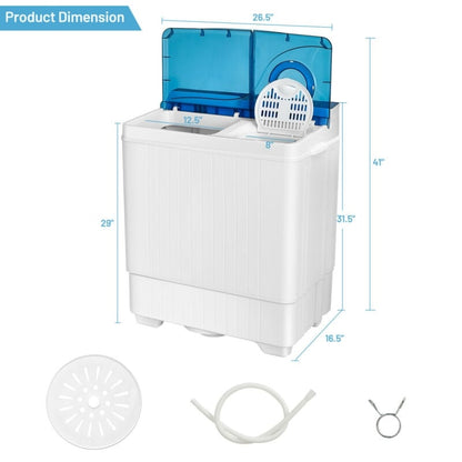 26 Pound Portable Semi-automatic Washing Machine with Built-in Drain Pump, Blue Washing Machines   at Gallery Canada