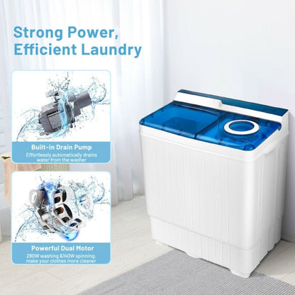 26 Pound Portable Semi-automatic Washing Machine with Built-in Drain Pump, Blue Washing Machines   at Gallery Canada