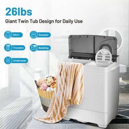 26 Pound Portable Semi-automatic Washing Machine with Built-in Drain Pump, Gray Washing Machines   at Gallery Canada