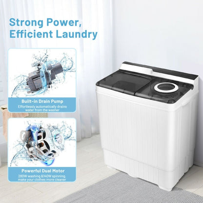 26 Pound Portable Semi-automatic Washing Machine with Built-in Drain Pump, Gray Washing Machines   at Gallery Canada