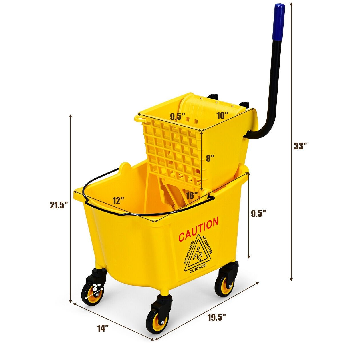 26 Quart Side Press Wringer Commercial Mop Bucket, Yellow Vacuums & Cleaners   at Gallery Canada