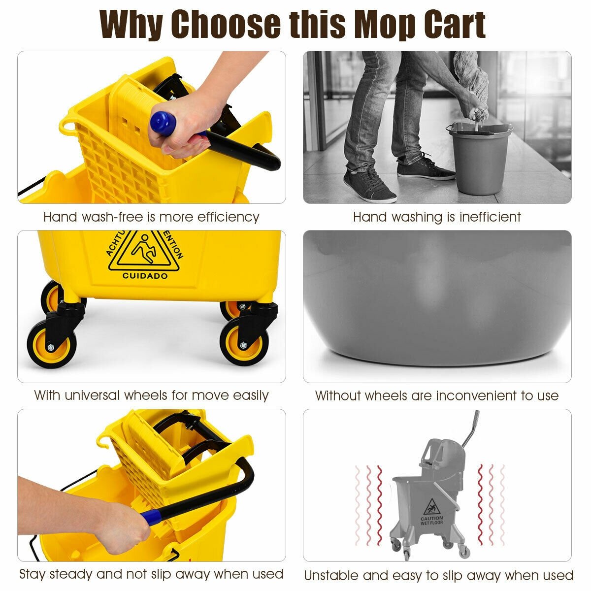 26 Quart Side Press Wringer Commercial Mop Bucket, Yellow Vacuums & Cleaners   at Gallery Canada