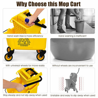 26 Quart Side Press Wringer Commercial Mop Bucket, Yellow Vacuums & Cleaners   at Gallery Canada