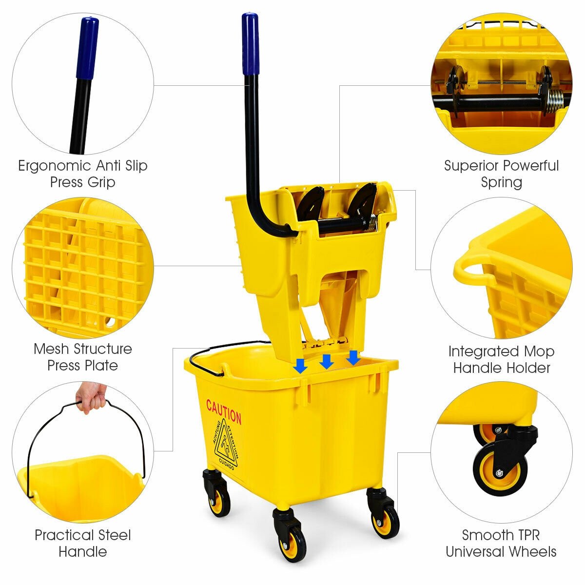 26 Quart Side Press Wringer Commercial Mop Bucket, Yellow Vacuums & Cleaners   at Gallery Canada