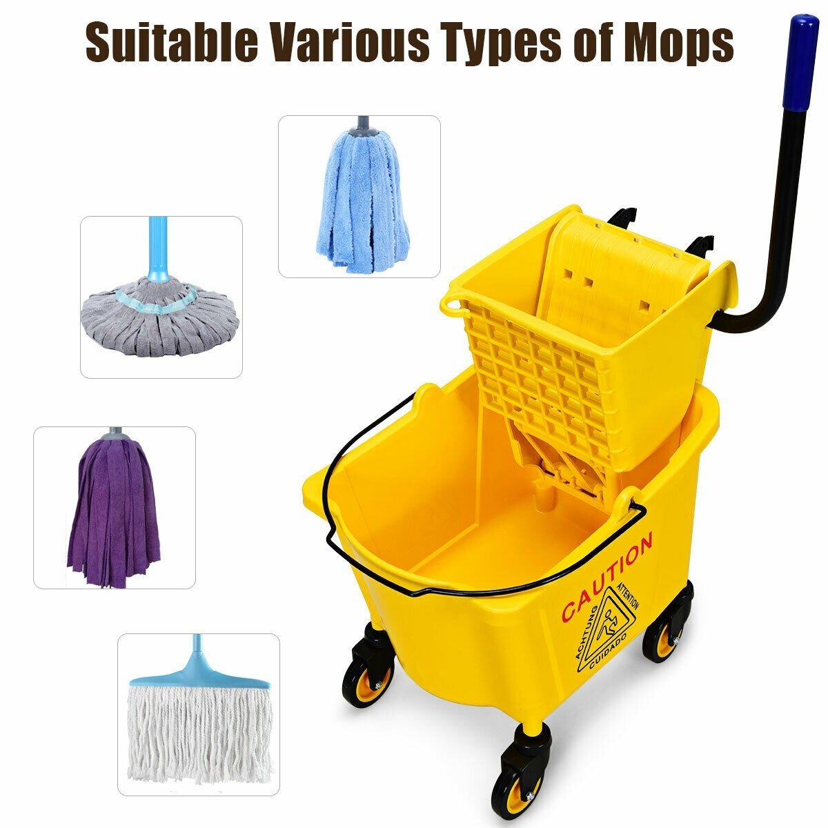 26 Quart Side Press Wringer Commercial Mop Bucket, Yellow Vacuums & Cleaners   at Gallery Canada