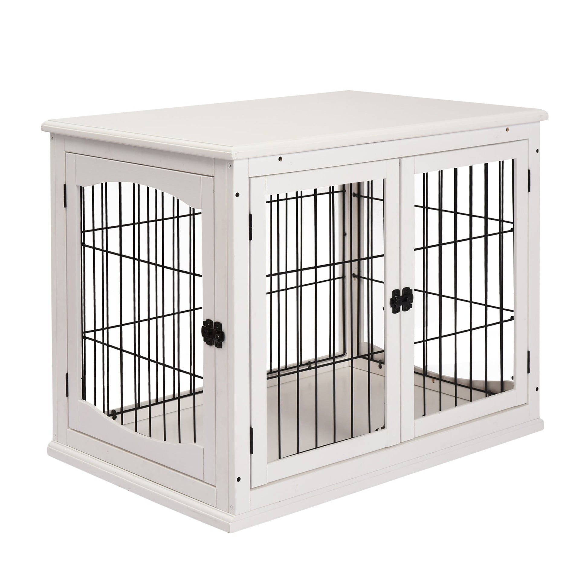 26'' Wooden Decorative Dog Cage Pet Crate Kennel with Double Door Entrance &; a Simple Modern Design, White Houses, Kennels & Pens White  at Gallery Canada