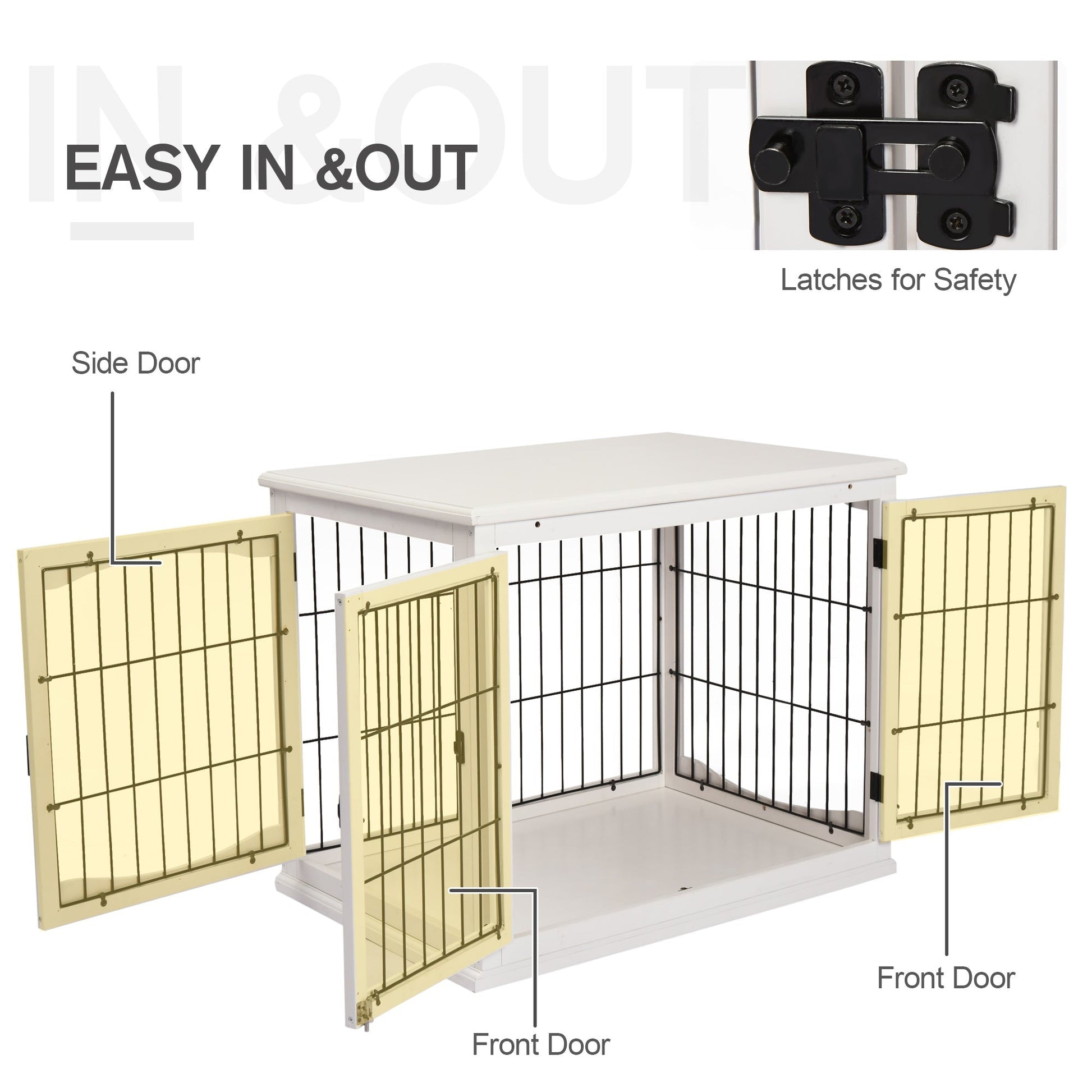 26'' Wooden Decorative Dog Cage Pet Crate Kennel with Double Door Entrance &; a Simple Modern Design, White Houses, Kennels & Pens   at Gallery Canada