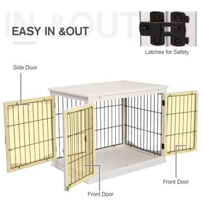 26'' Wooden Decorative Dog Cage Pet Crate Kennel with Double Door Entrance &; a Simple Modern Design, White Houses, Kennels & Pens   at Gallery Canada