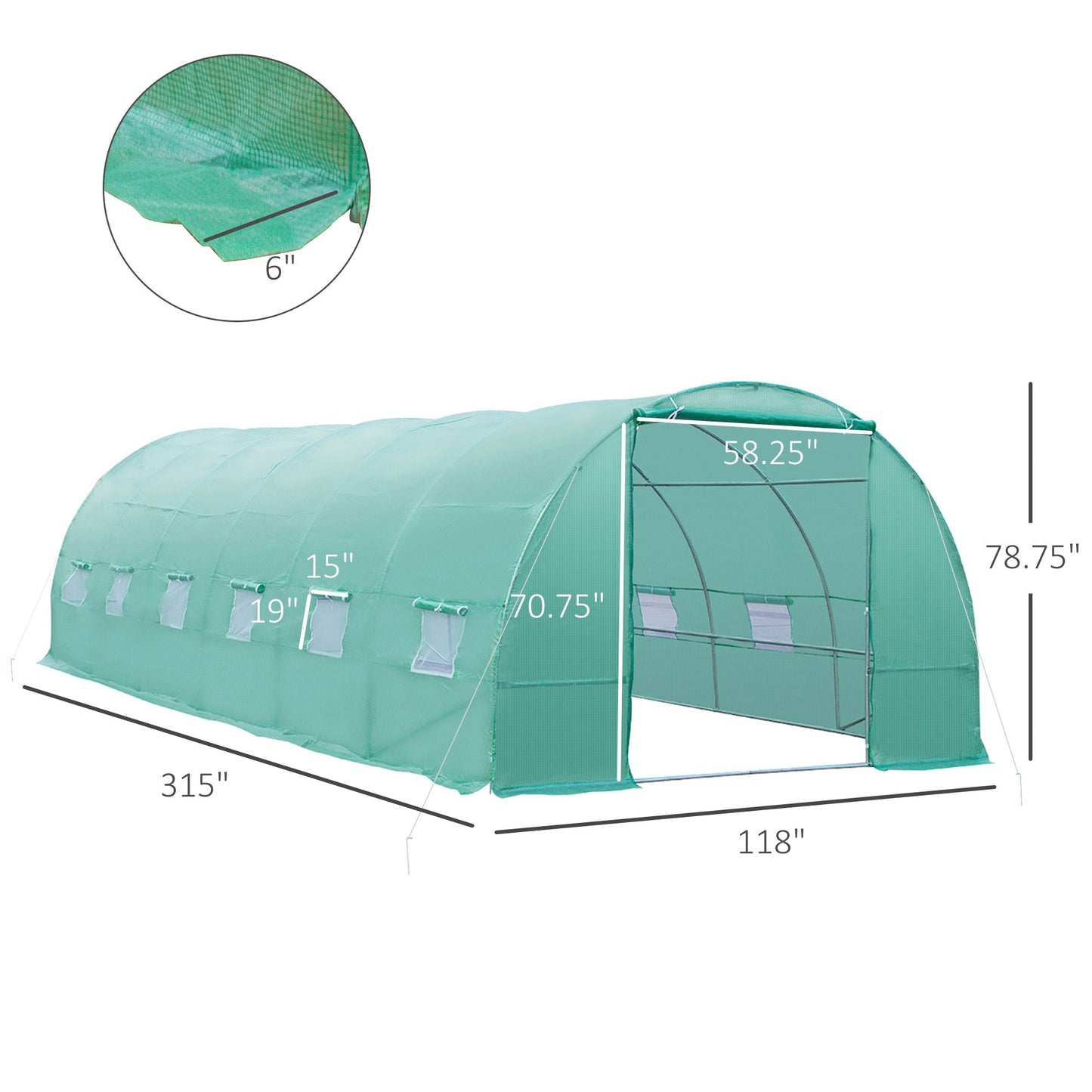 26' x 10' x 6.6' Large Walk in Tunnel Greenhouse Garden Plant Seed Green House Premium Steel Frame Walk In Greenhouses   at Gallery Canada