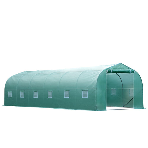 26' x 10' x 7' Large Steeple Walk-in Greenhouse Outdoor Garden Plant Seed Tunnel Grow Tent Steel Frame, Green