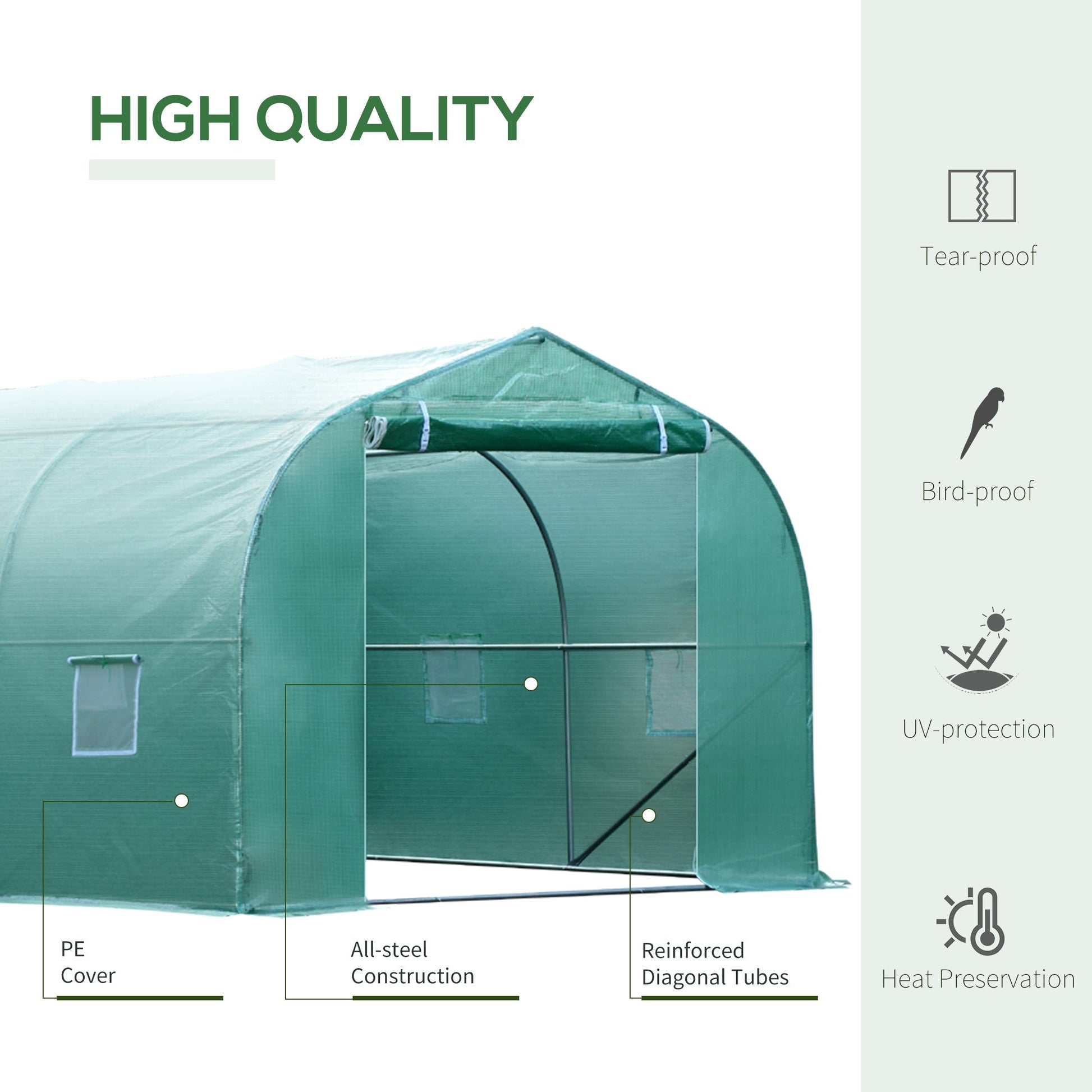 26' x 10' x 7' Large Steeple Walk-in Greenhouse Outdoor Garden Plant Seed Tunnel Grow Tent Steel Frame, Green Walk In Greenhouses   at Gallery Canada