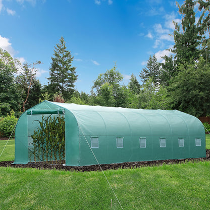 26' x 10' x 7' Large Steeple Walk-in Greenhouse Outdoor Garden Plant Seed Tunnel Grow Tent Steel Frame, Green Walk In Greenhouses   at Gallery Canada