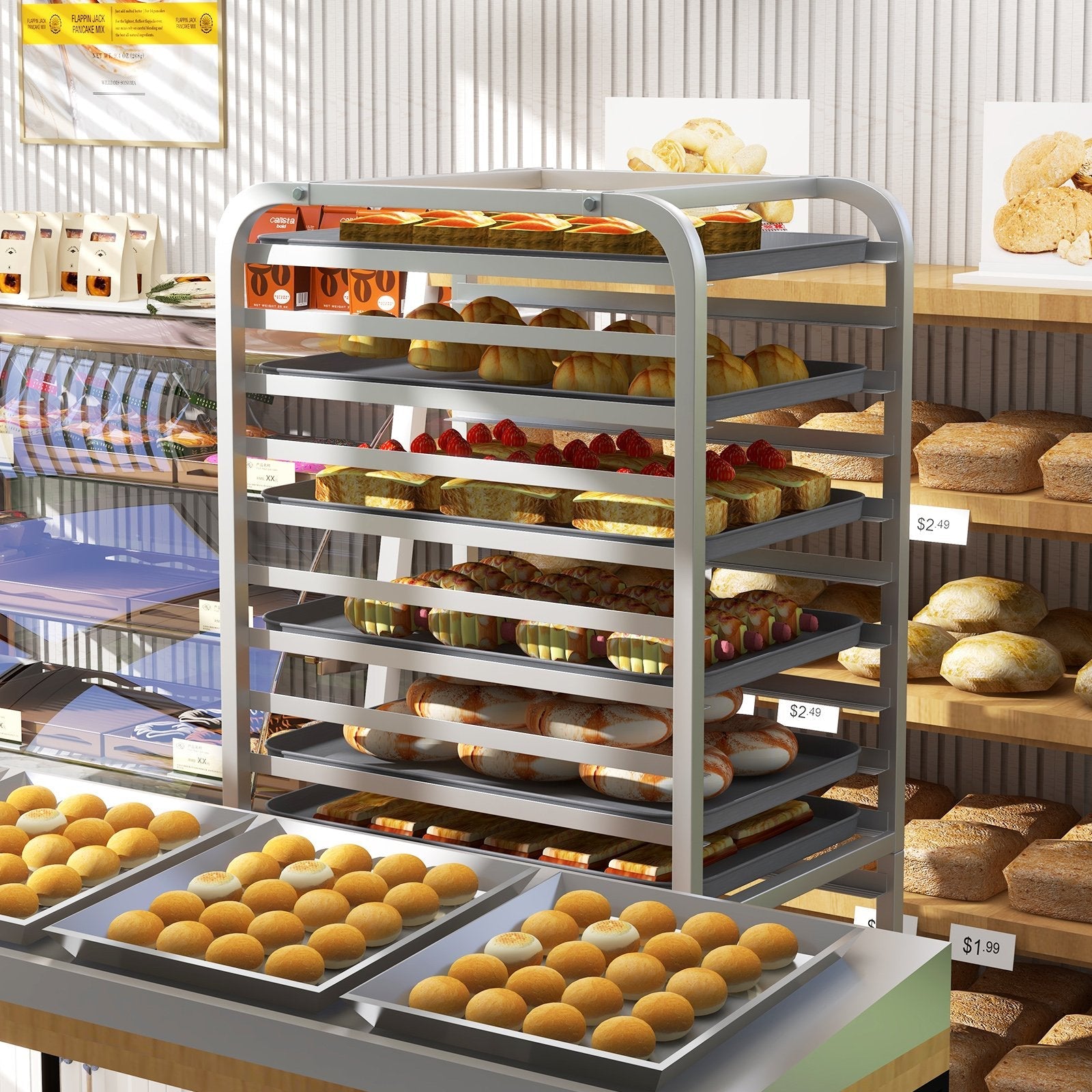 26 x 20 x 70 Inch 20 Sheet Aluminum Pan Rolling Bakery Rack, Silver Baker's Racks   at Gallery Canada