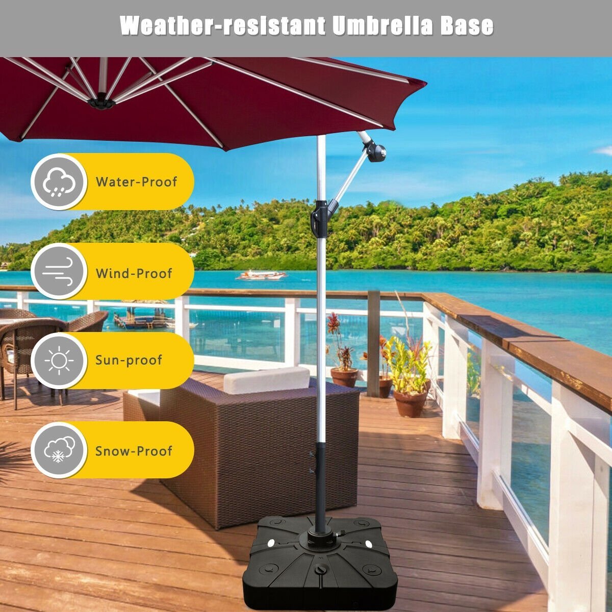 260 lbs Offset Patio Umbrella Base with Wheels Sand Water Filled, Black Outdoor Umbrella Bases   at Gallery Canada