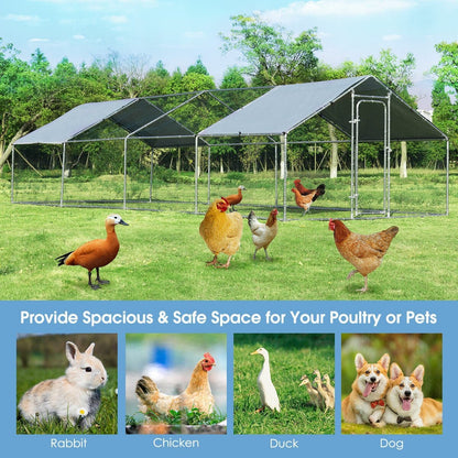 26.2 x 9.5 ft Large Walk-In Chicken Coop with Roof Cover, Silver Chicken Coops   at Gallery Canada