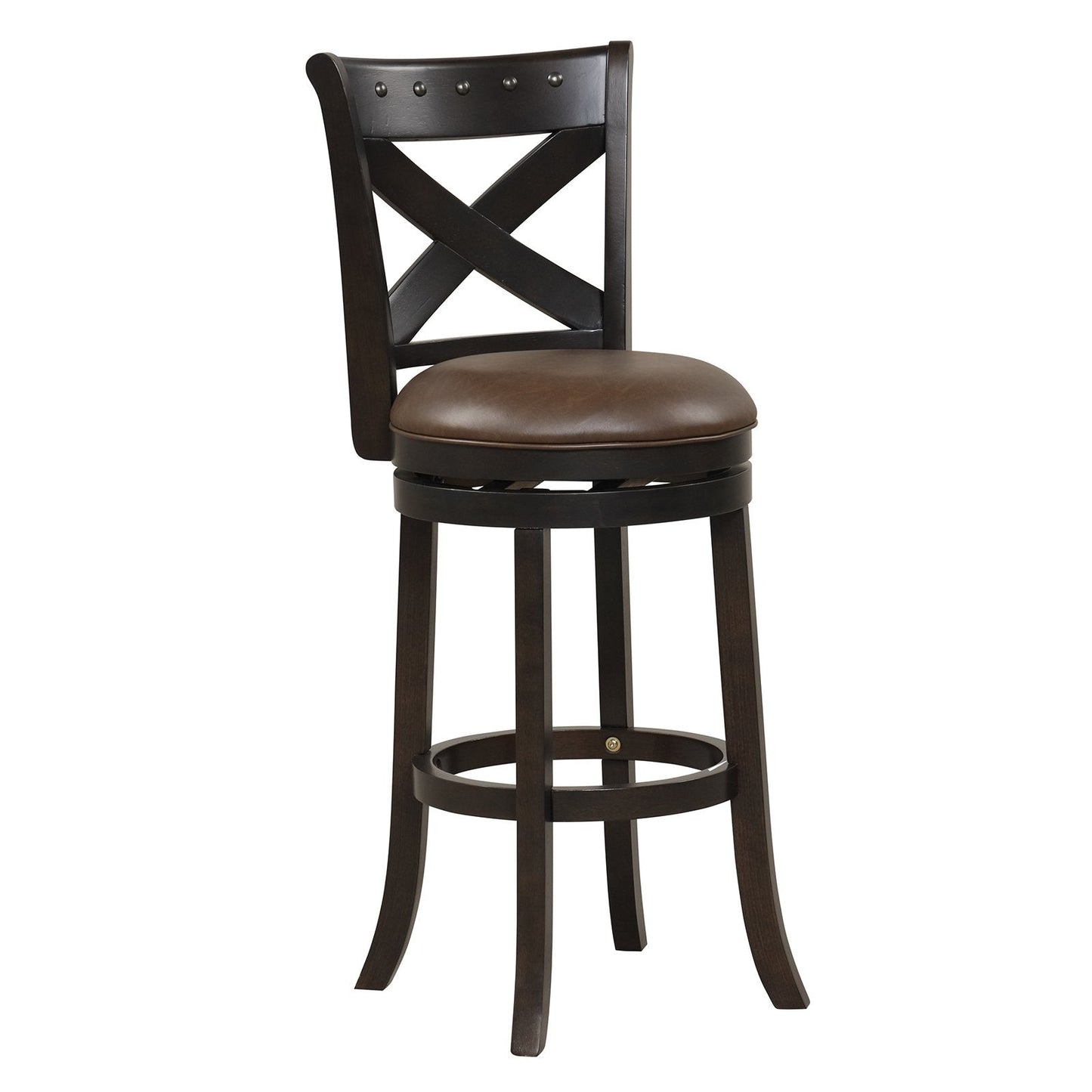 26"/31" Swivel Bar Stool with Curved Backrest PU Leather Seat and Footrest-31 inches, Brown Bar Stools   at Gallery Canada