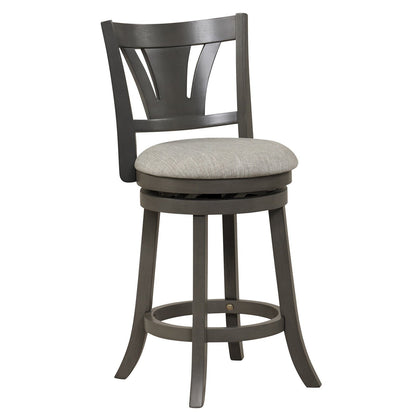 26.5"/30.5" Swivel Bar Stool with Backrest Soft Cushioned Seat and Footrest Gray-26.5 inches, Gray Bar Stools   at Gallery Canada