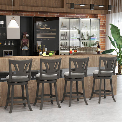 26.5"/30.5" Swivel Bar Stool with Backrest Soft Cushioned Seat and Footrest Gray-26.5 inches, Gray Bar Stools   at Gallery Canada