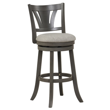 26.5"/30.5" Swivel Bar Stool with Backrest Soft Cushioned Seat and Footrest Gray-30.5 inches, Gray Bar Stools   at Gallery Canada