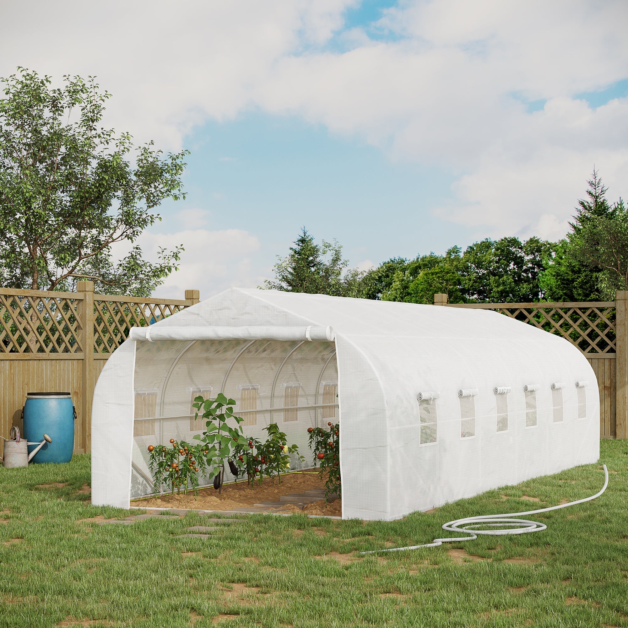 26'L x 10'W x 6.8' H Large Steeple Walk-In Greenhouse Outdoor Garden Plant Seed Tunnel Grow Tent Premium Steel Frame White Tunnel Greenhouses   at Gallery Canada