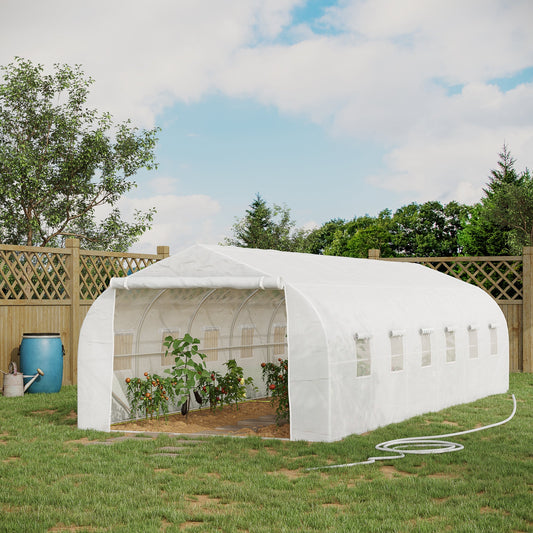 26'L x 10'W x 6.8' H Large Steeple Walk-In Greenhouse Outdoor Garden Plant Seed Tunnel Grow Tent Premium Steel Frame White Tunnel Greenhouses White  at Gallery Canada