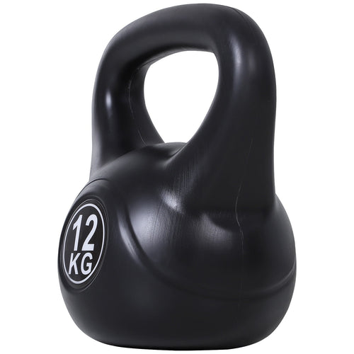 26lb Fitness Kettlebell, Plastic Exercise Weight, Weightlifting Tools with Sand, Handle, Noise Reduction for Home, Gym