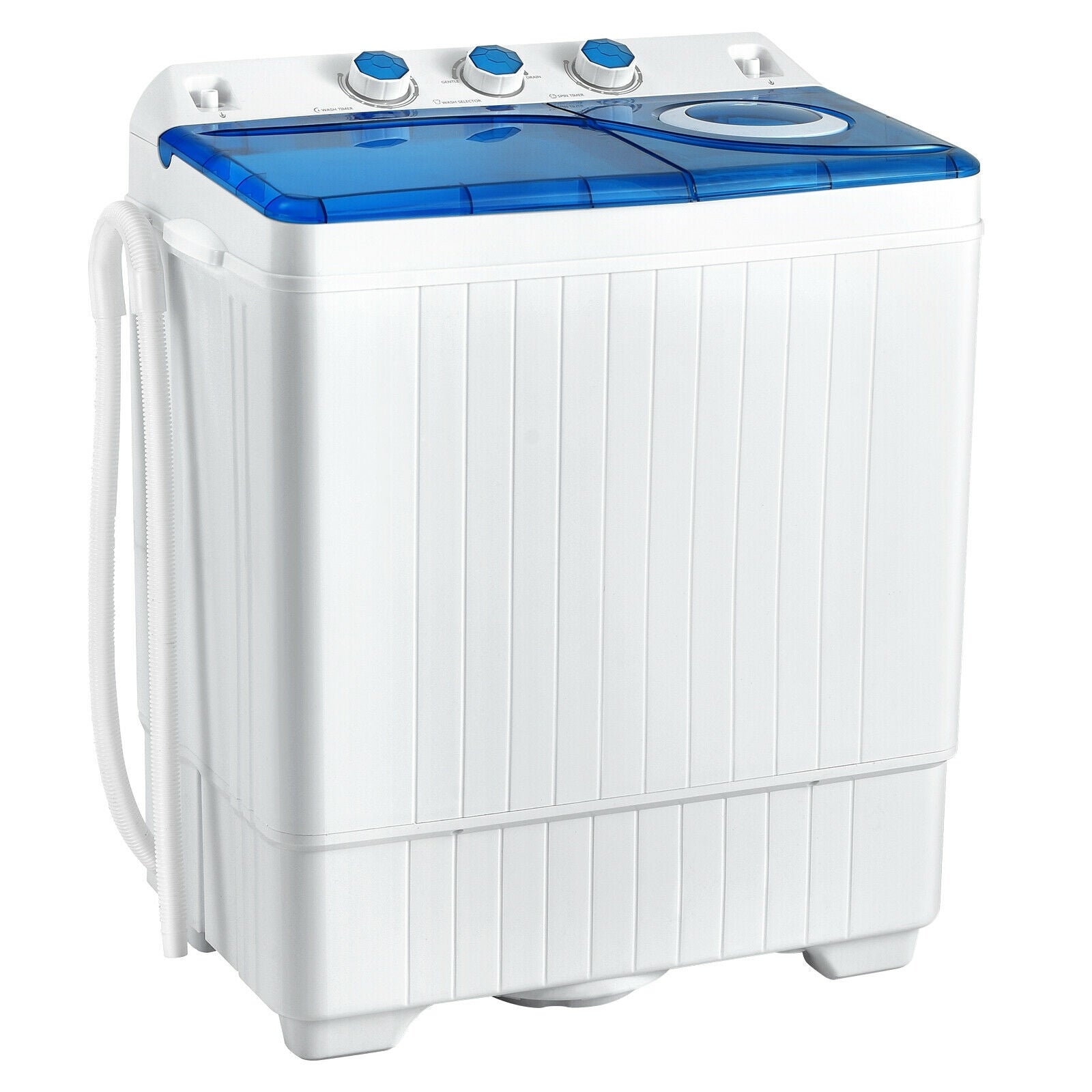 26lbs Portable Semi-Automatic Twin Tub Washing Machine with Drain Pump, Blue Washing Machines Blue  at Gallery Canada