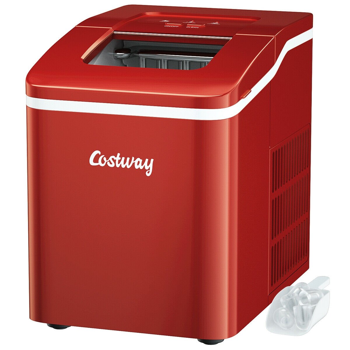 26lbs/24h Portable Countertop Ice Maker Machine with Scoop 9 Ice Cubes Ready in 8 minutes, Red Ice Makers   at Gallery Canada