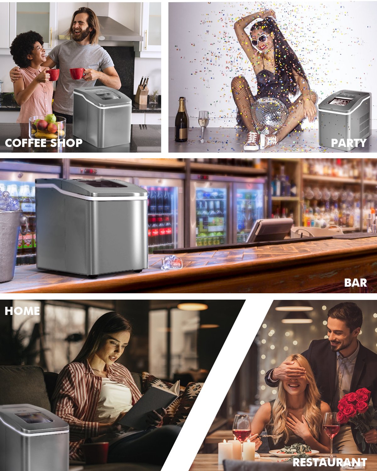 26lbs/24h Portable Countertop Ice Maker Machine with Scoop 9 Ice Cubes Ready in 8 minutes, Silver Ice Makers   at Gallery Canada