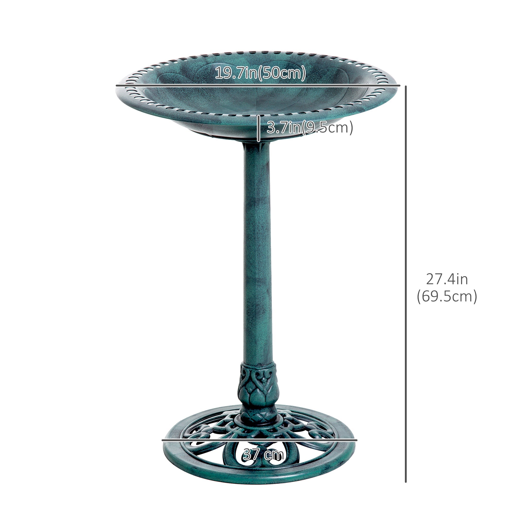 27'' Bird Bath Outdoor Resin Decor with Fleur De Lis Pattern, Time-Worn Finish Garden Decor   at Gallery Canada