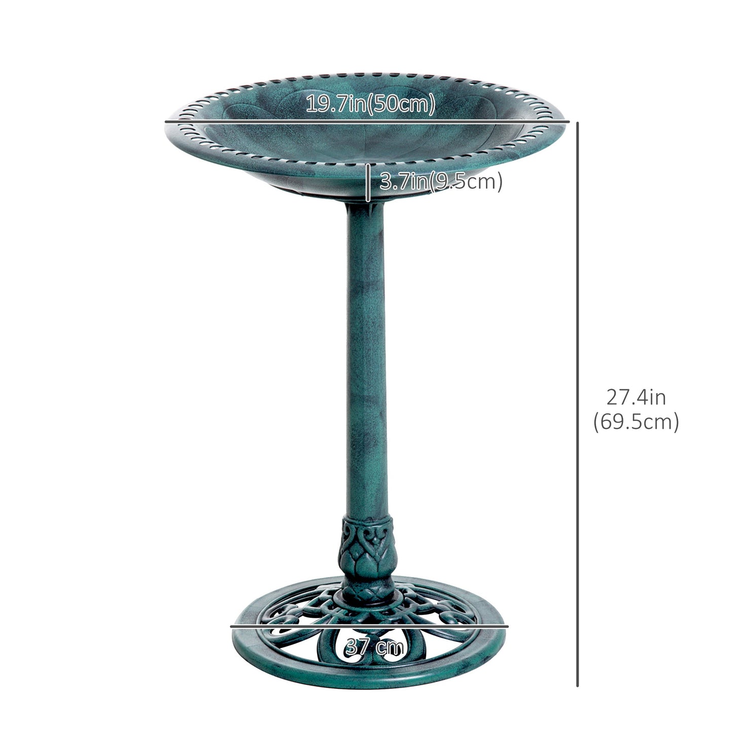 27'' Bird Bath Outdoor Resin Decor with Fleur De Lis Pattern, Time-Worn Finish Garden Decor   at Gallery Canada