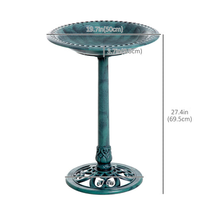 27'' Bird Bath Outdoor Resin Decor with Fleur De Lis Pattern, Time-Worn Finish Garden Decor   at Gallery Canada