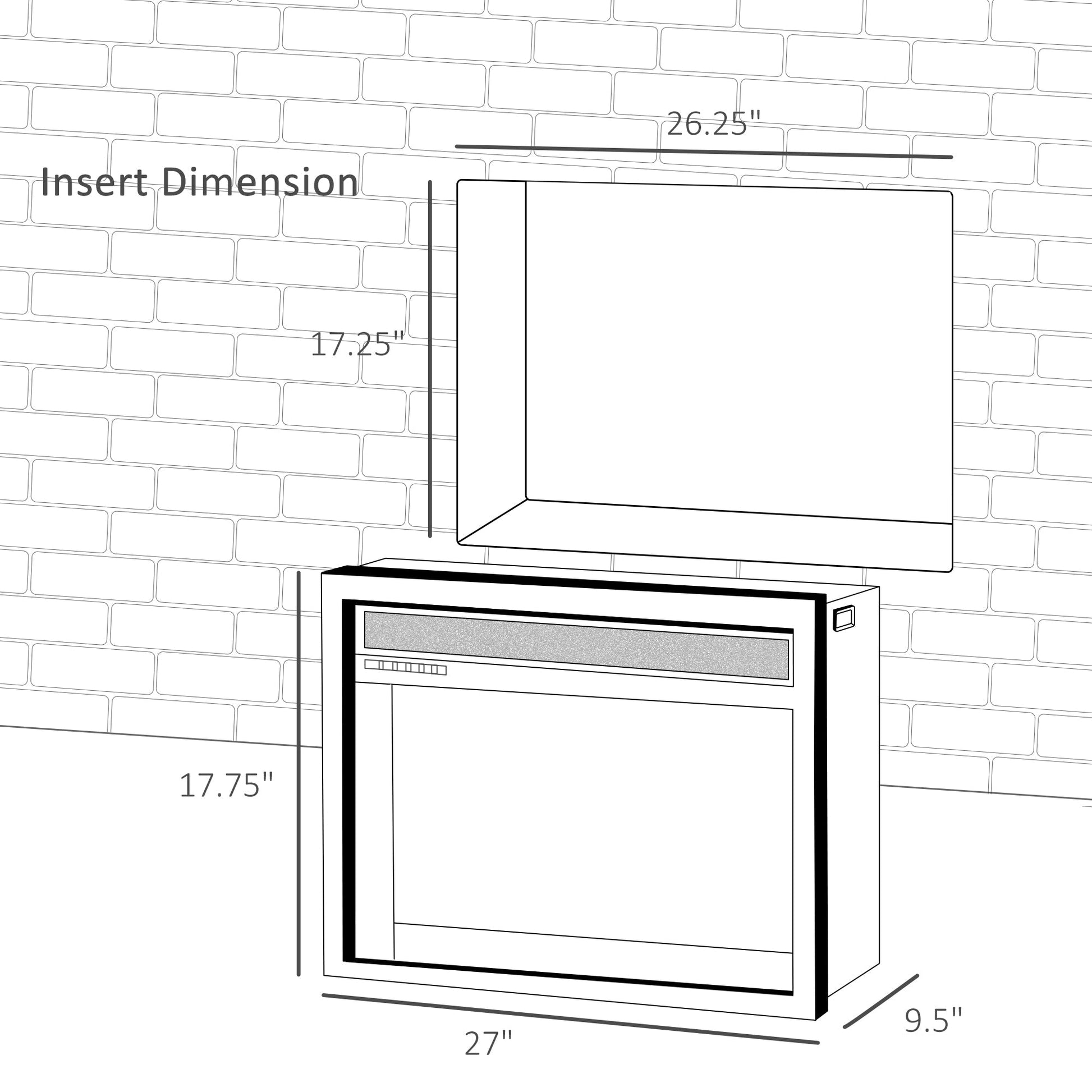 27" Electric Fireplace Insert with Heater 1400W, Black Electric Fireplaces   at Gallery Canada