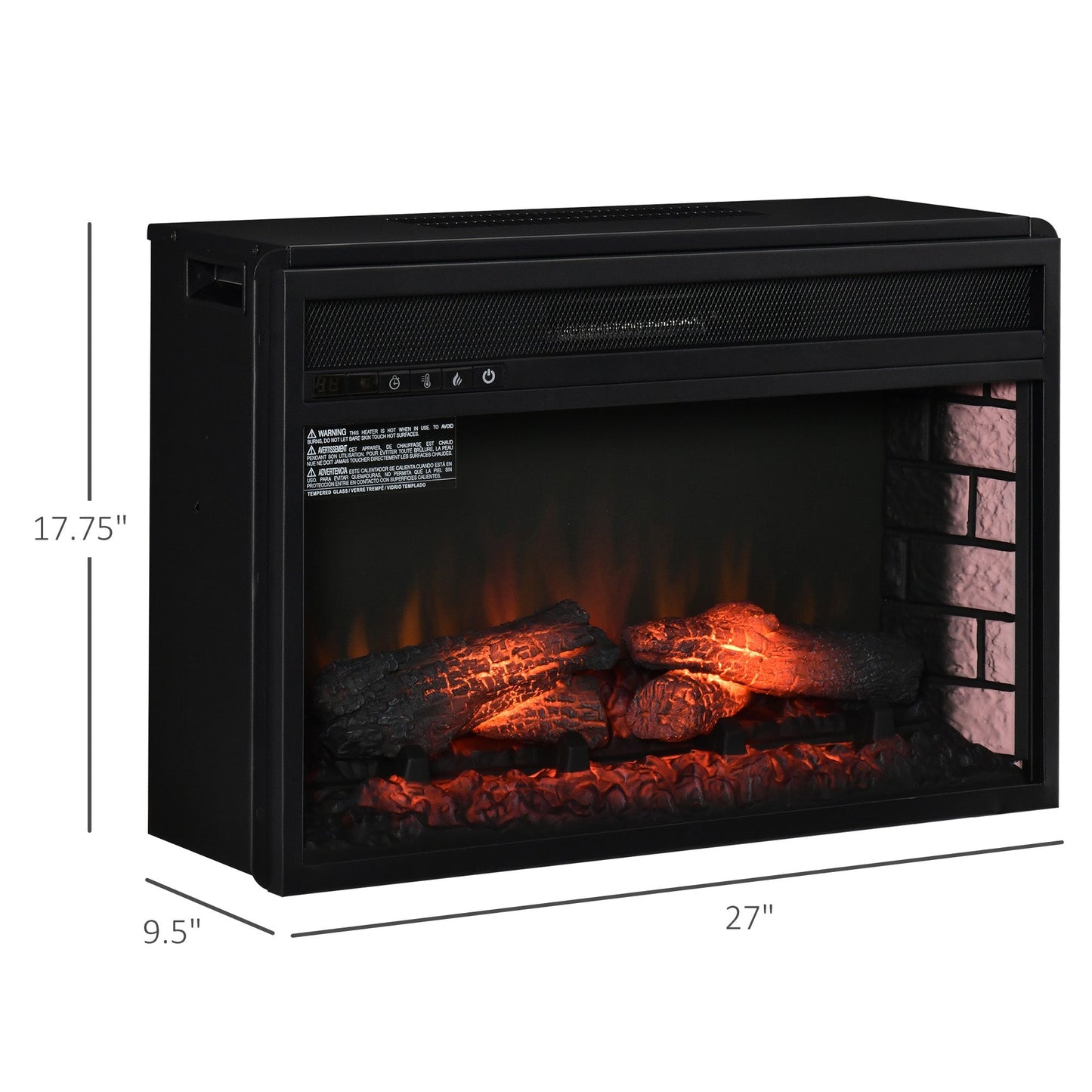 27" Electric Fireplace Insert with Heater 1400W, Black Electric Fireplaces   at Gallery Canada