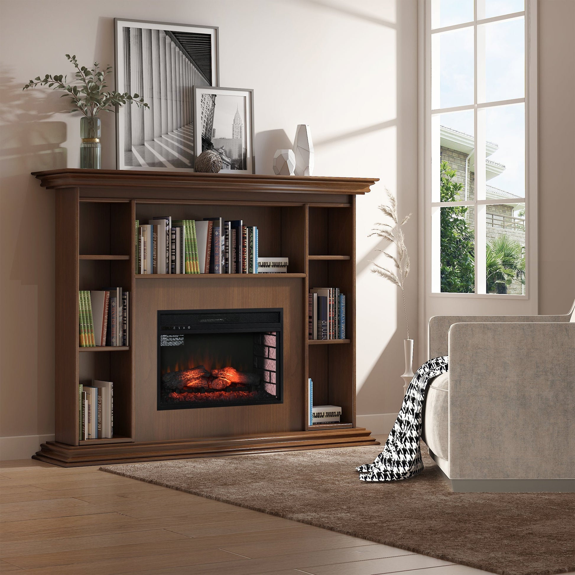 27" Electric Fireplace Insert with Heater 1400W, Black Electric Fireplaces   at Gallery Canada