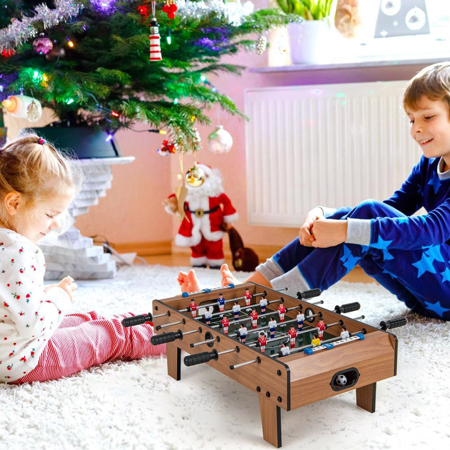 27 Inch Foosball Table Mini Tabletop Soccer Game, Brown Game Room   at Gallery Canada