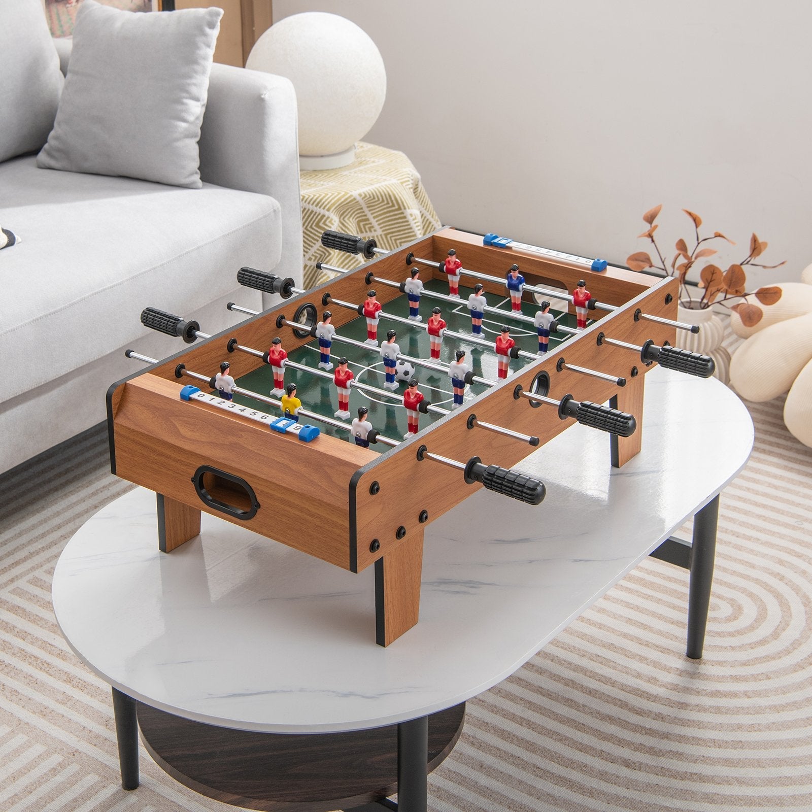 27 Inch Foosball Table Mini Tabletop Soccer Game, Brown Game Room   at Gallery Canada