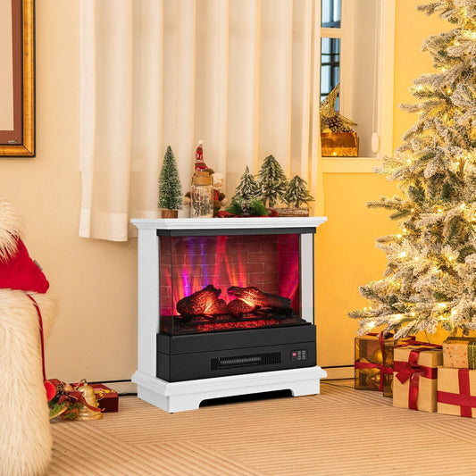 27 Inch Freestanding Fireplace with Remote Control, White Fireplaces   at Gallery Canada