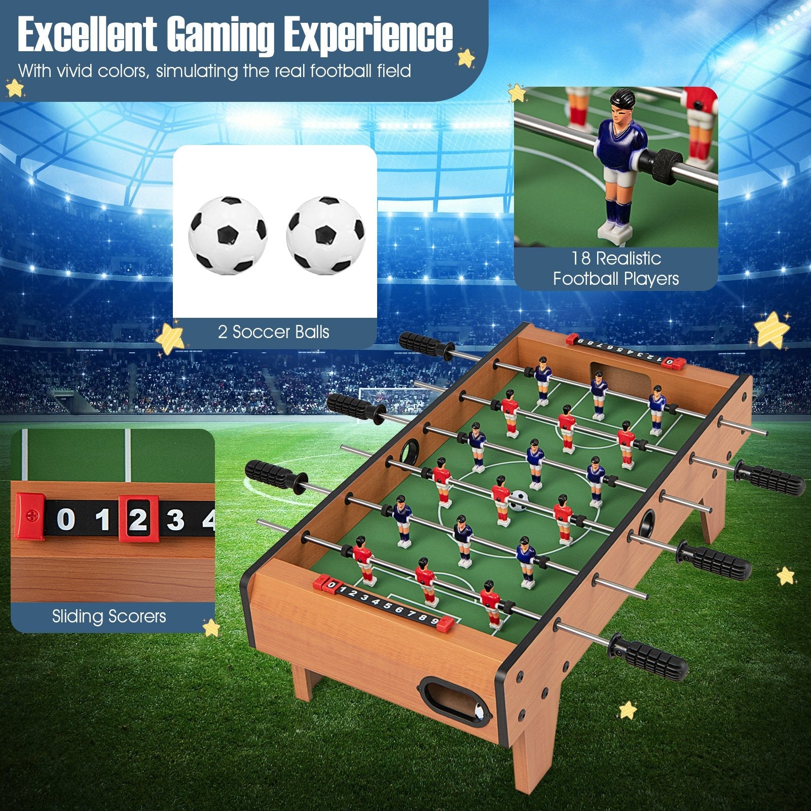 27 Inch Indoor Competition Game Foosball Table with Legs, Brown Game Room   at Gallery Canada