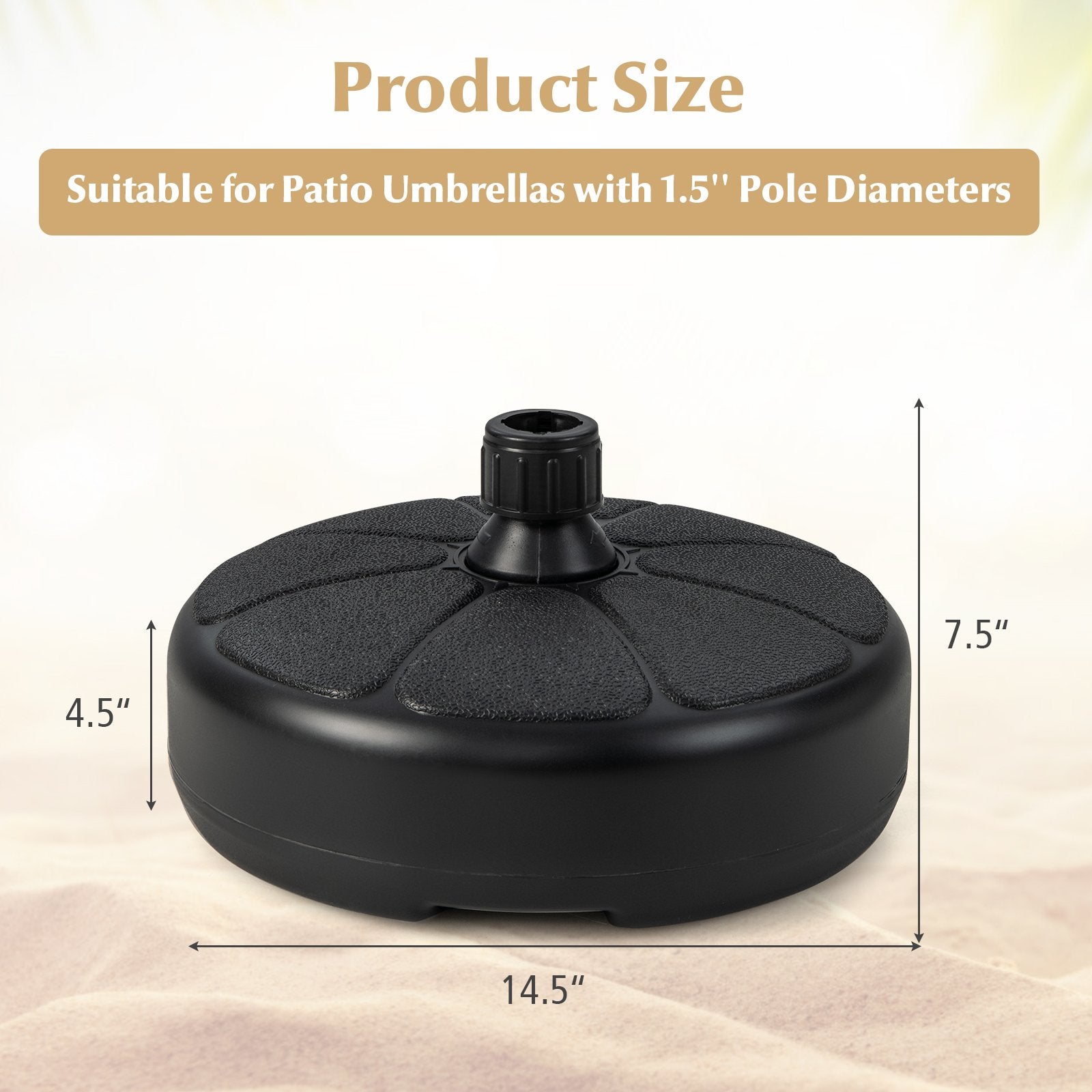 27 lbs Fillable Round Umbrella Base Stand for Yard Garden Poolside, Black Outdoor Umbrella Bases   at Gallery Canada