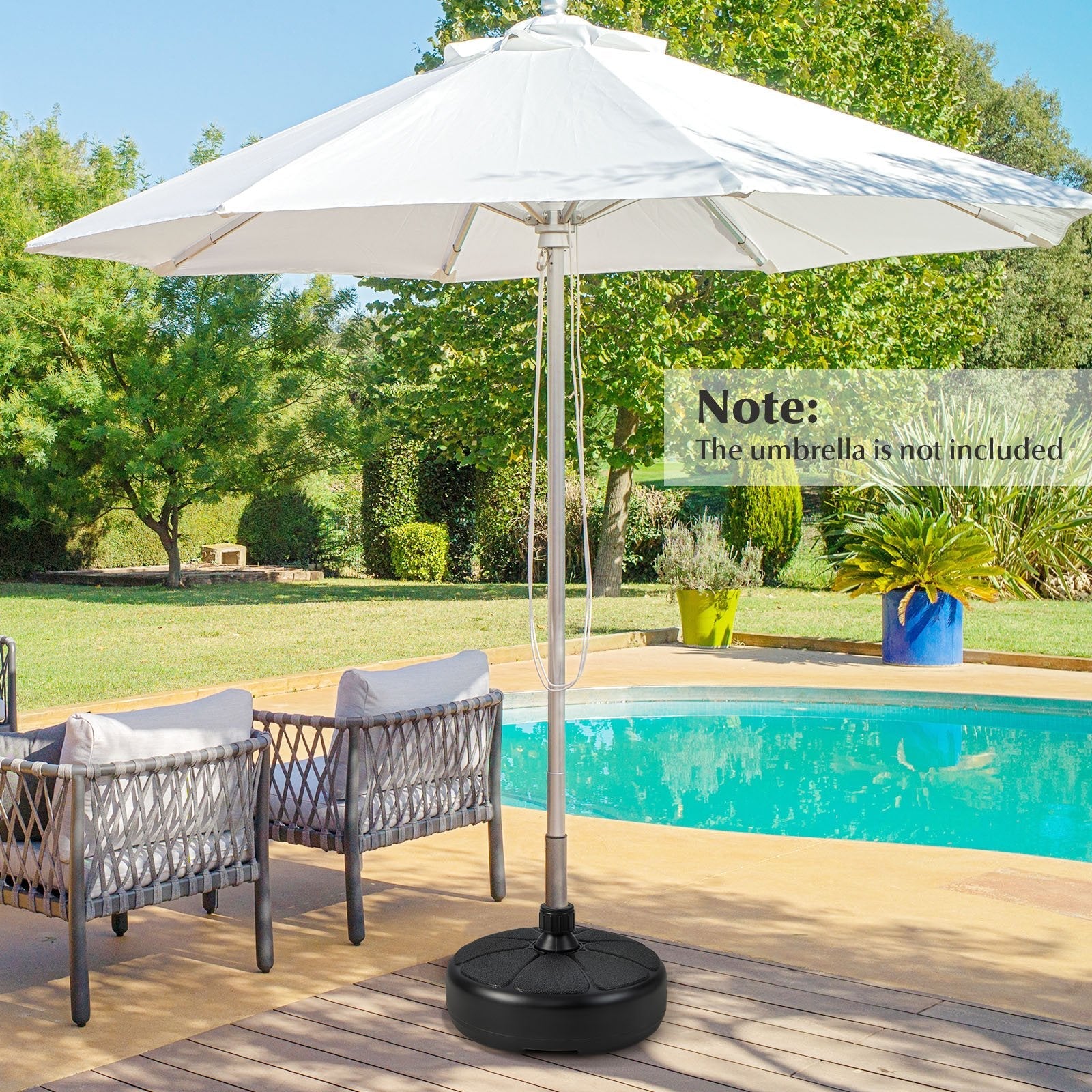 27 lbs Fillable Round Umbrella Base Stand for Yard Garden Poolside, Black Outdoor Umbrella Bases   at Gallery Canada